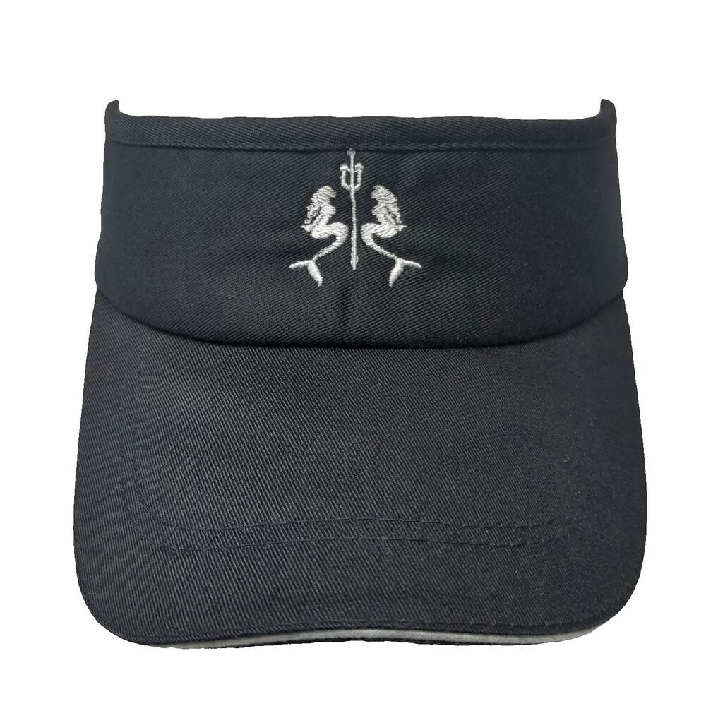 Golden Butterfly Black Visor One Size Mermaid Trident Embroidered Adjustable Hat
